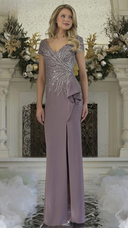 Rina di Montella 3323 Long Formal Ruffle Evening Mother of the Bride Dress