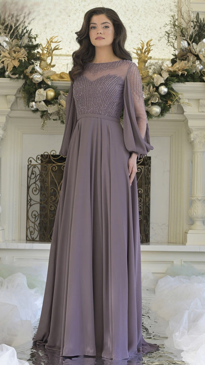 Rina di Montella RD3374 Long A Line Mother of the Bride Beaded Dress
