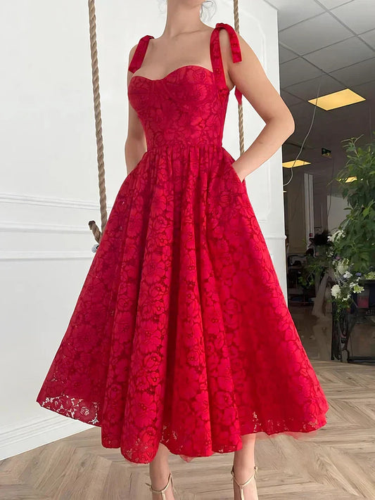 Casual Red Long Vacation Beach Sundress Party Dress