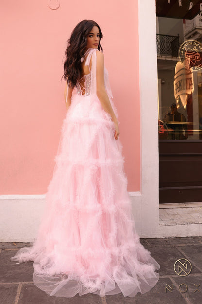 Nox Anabel T1340 Long Beaded Formal A Line Prom Gown