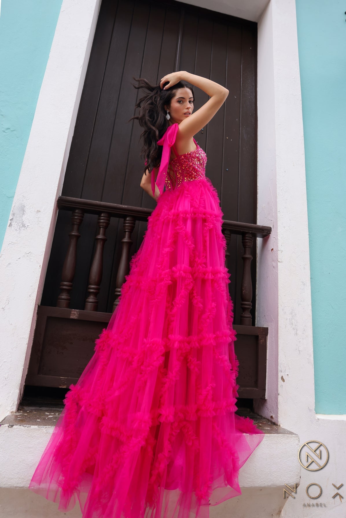 Nox Anabel T1340 Long Beaded Formal A Line Prom Gown