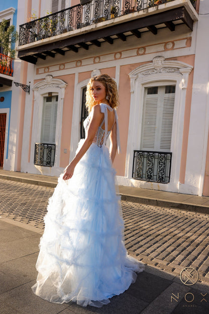 Nox Anabel T1340 Long Beaded Formal A Line Prom Gown