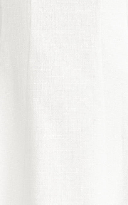 Walters Midi Dress - Square Neck Shirred Back Fit and Flare Panel Dress in White