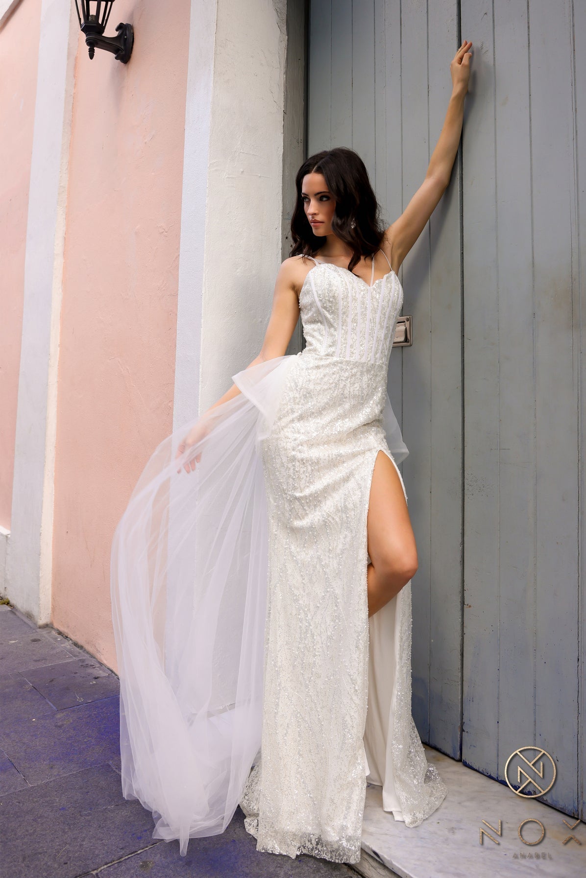 Nox Anabel Y1475 Long Fitted Formal Overskirt Prom Dress