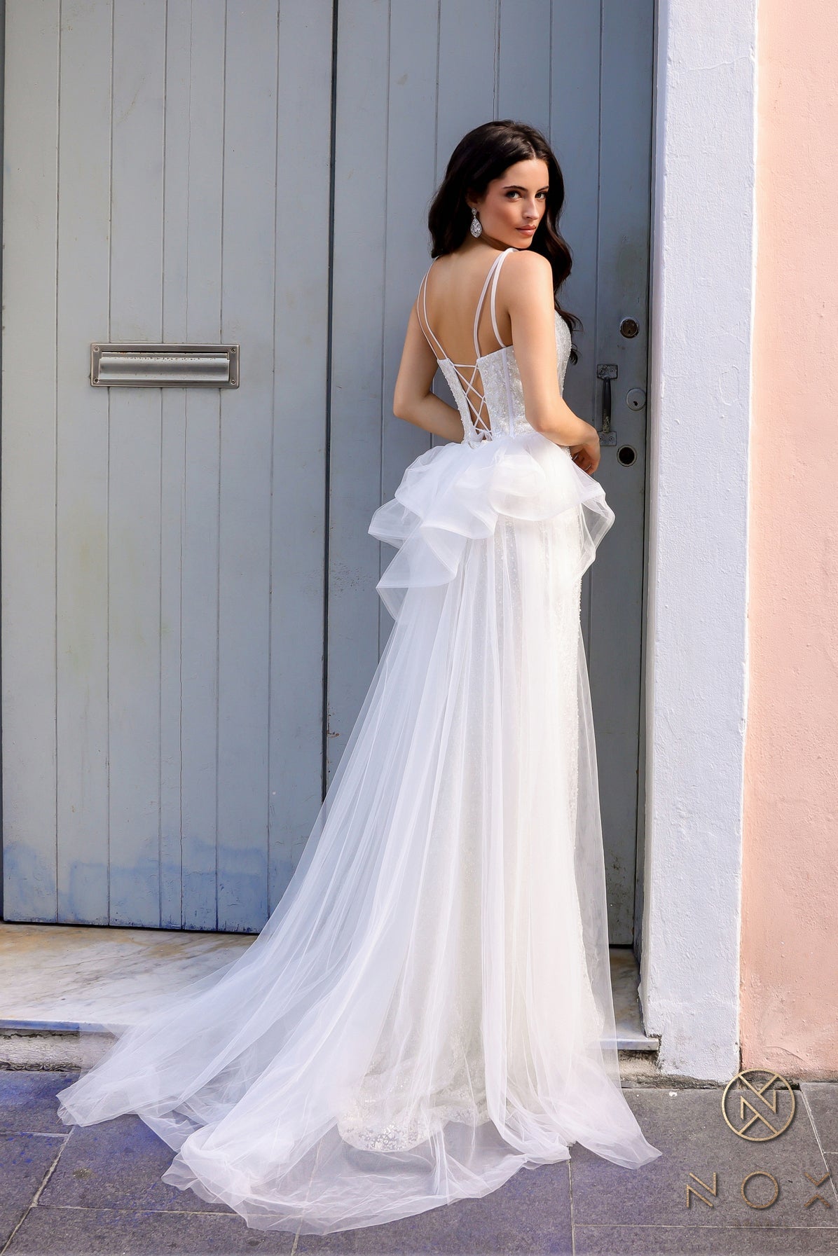 Nox Anabel Y1475 Long Fitted Formal Overskirt Prom Dress