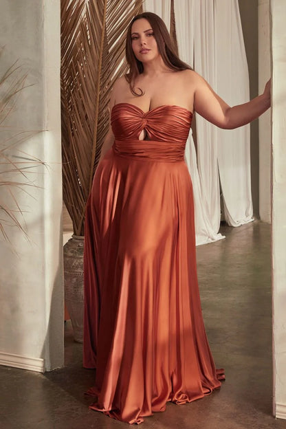 Madigan Gown - STRAPLESS A-LINE SOFT SATIN KEYHOLE DRESS