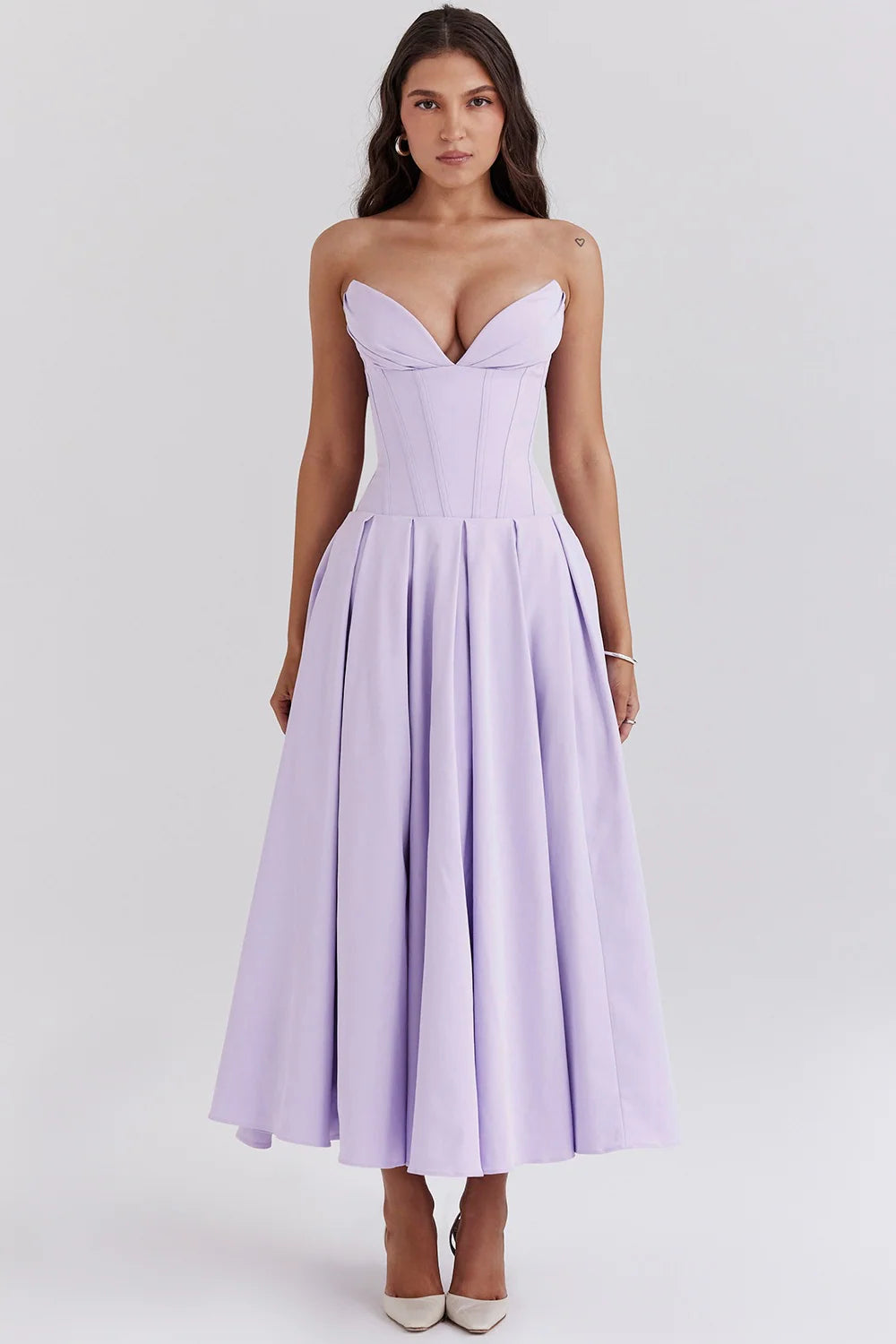 Livette - Strapless Corset Midi Dress