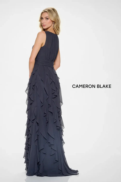 Cameron Blake CB213 Long Formal Beaded Ruffle Evening Dress