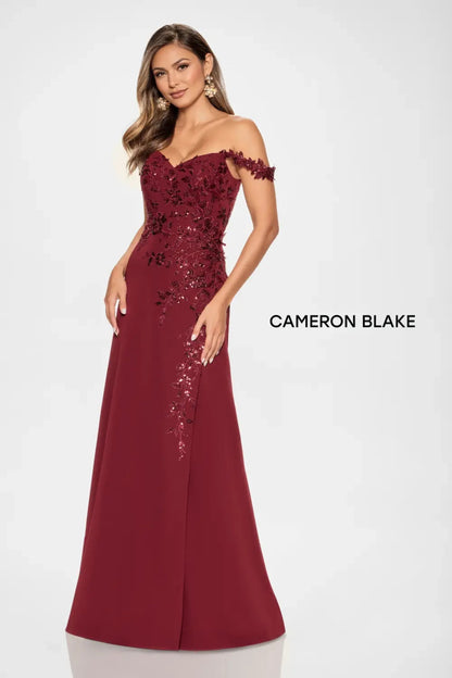 Cameron Blake CB211 Long Formal A Line Sequin Evening Gown