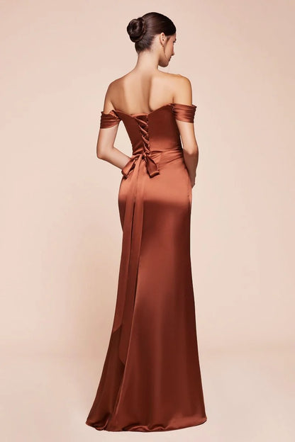 EMERSON GOWN - OFF THE SHOULDER LUXE SATIN DRESS