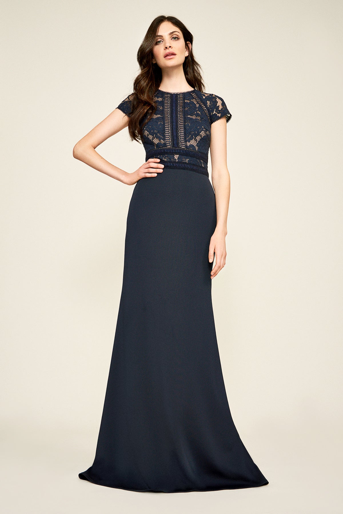 Tadashi Shoji ALG17705LXZ Fitted Long Floral Lace Formal Evening Dress