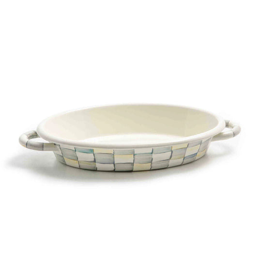 Mackenzie-Childs Sterling Check Medium Oval Gratin Dish