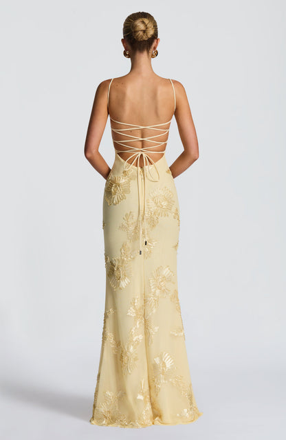 Livette - Yellow Floral Maxi Dress