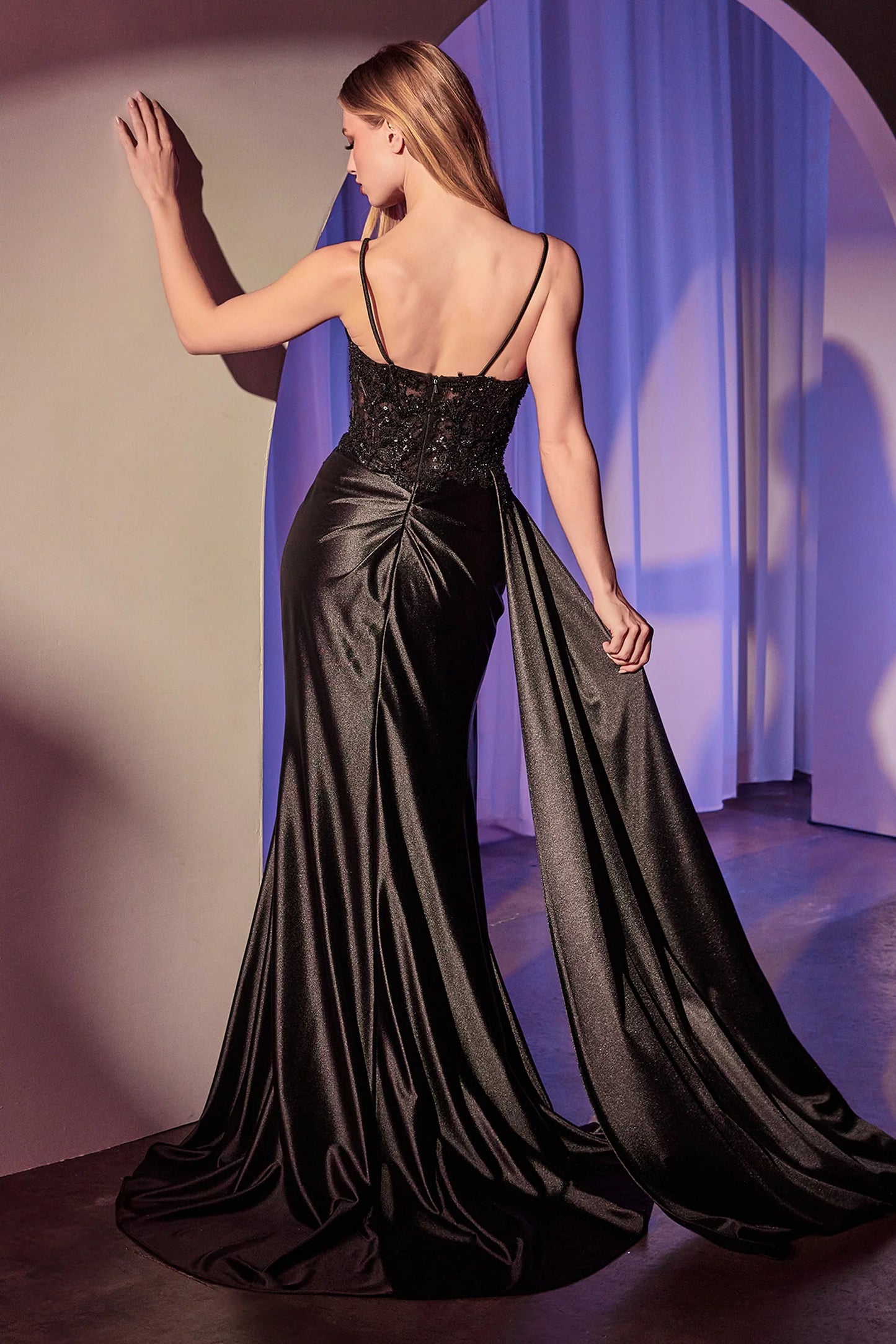 Reynolds Gown - Satin Pleated Dress With Draped Sash