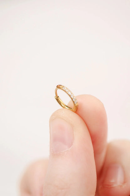 Micro Crystal Hoop in Gold