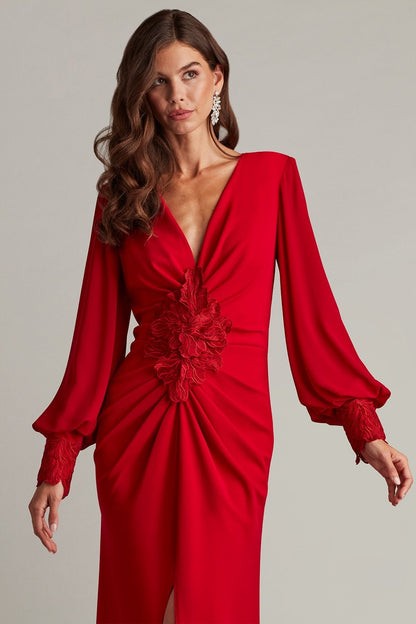Tadashi Shoji BOS24911L Long 3D Applique Formal Evening Dress