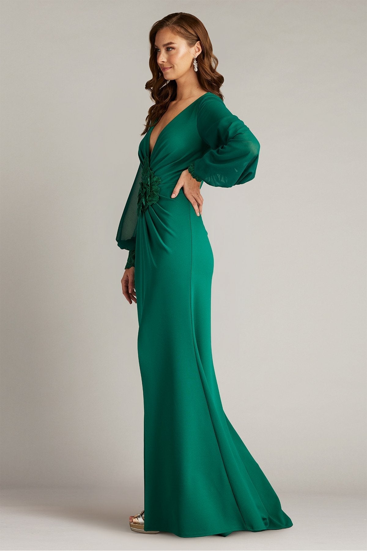 Tadashi Shoji BOS24911L Long 3D Applique Formal Evening Dress