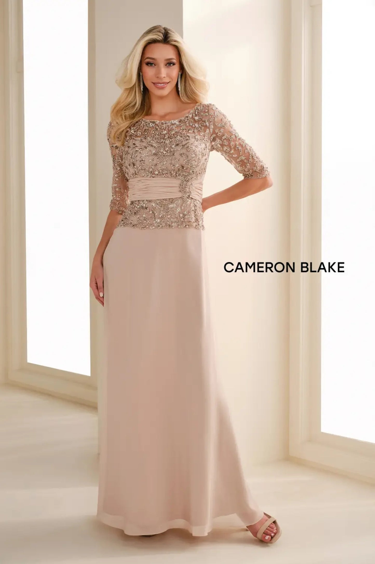 Cameron Blake 114657SL Mother of the Bride Long Formal A Line Dress