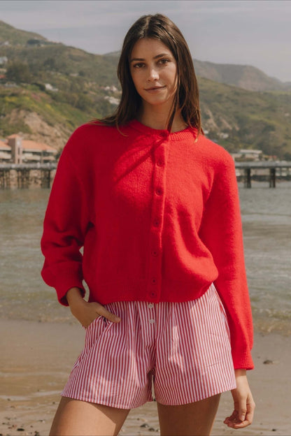 Casual Solid Buttoned Long Sleeve Knit Cardigan