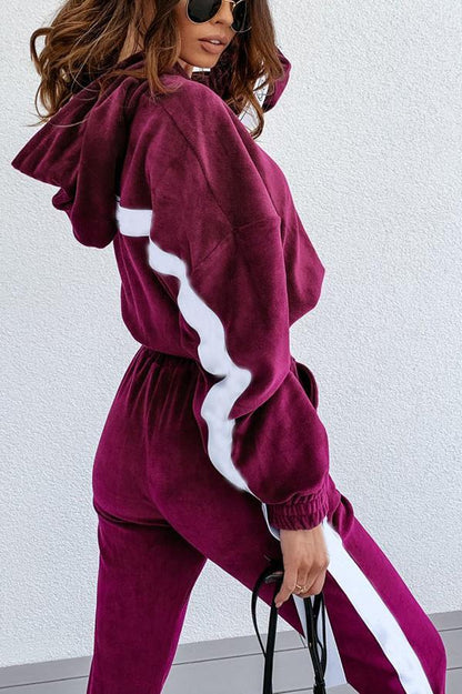 Sunday Chic Velvet Hoodies Top &Joggers Set