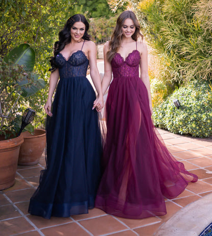 Dani Gown - Navy - Lace & Tulle A-line Dress