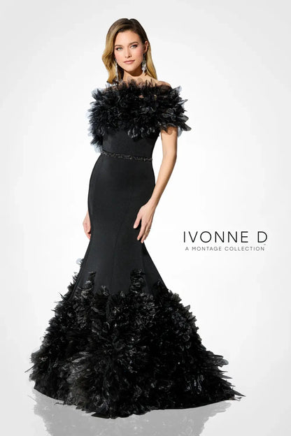 Ivonne D ID909 Long Mermaid Formal Beaded Evening Gown