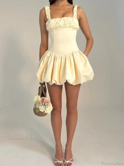 Camisole Pleated Zipper Mini Dress