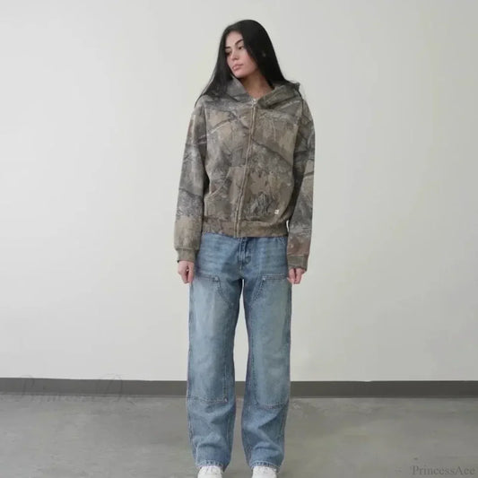Camo Zipper Streetwear Hoodie