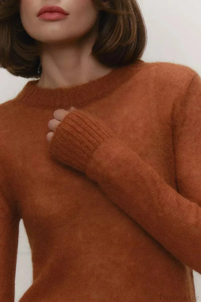 Candy Color Sheer Crew Neck Knit Sweater