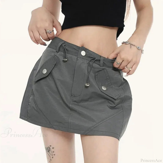 Cargo Pocket Drawstring Skirt