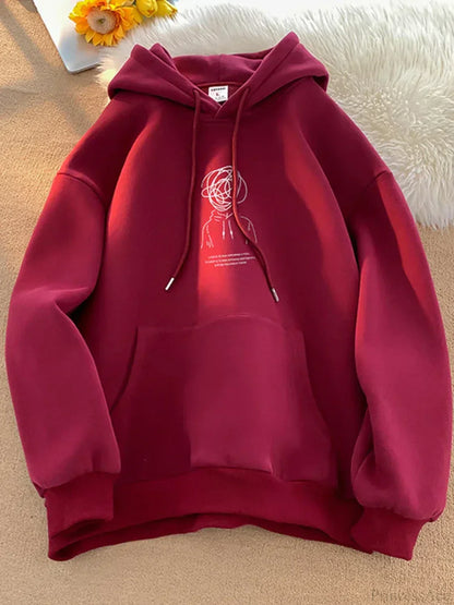 Cartoon Brainstorm Print Hip Hop Hoodie