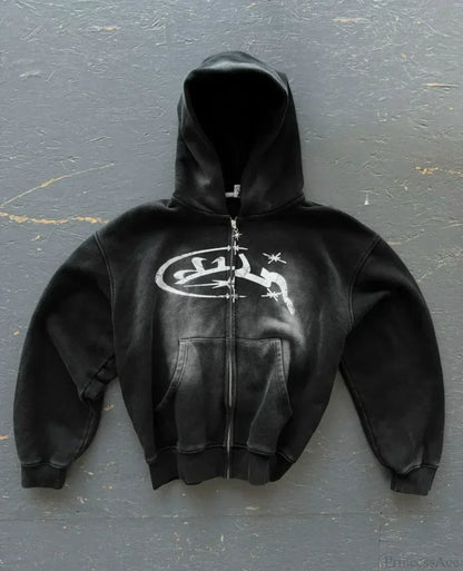 Cartoon Pattern Zipper Hoodie
