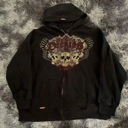 Cartoon Pattern Zipper Hoodie