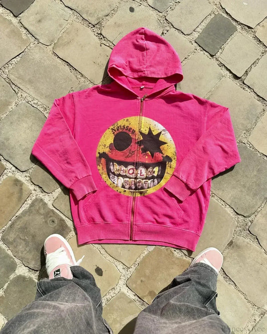 Cartoon Pattern Zipper Hoodie