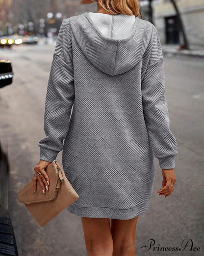 Casual Hooded Dress - Solid Color