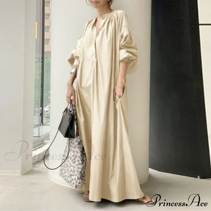 Casual Lantern Sleeve Maxi Sundress