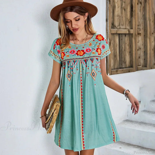Casual O-neck Cotton Boho Dress
