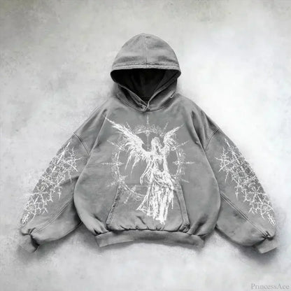 Casual Retro Gothic Printing Hoodie