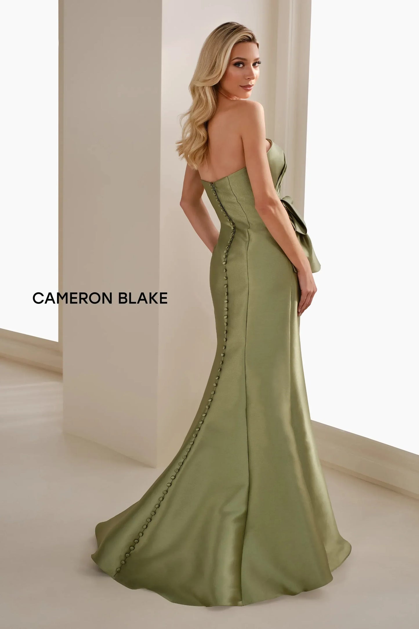 Cameron Blake CB909 Long Mermaid Formal Pleated Evening Gown