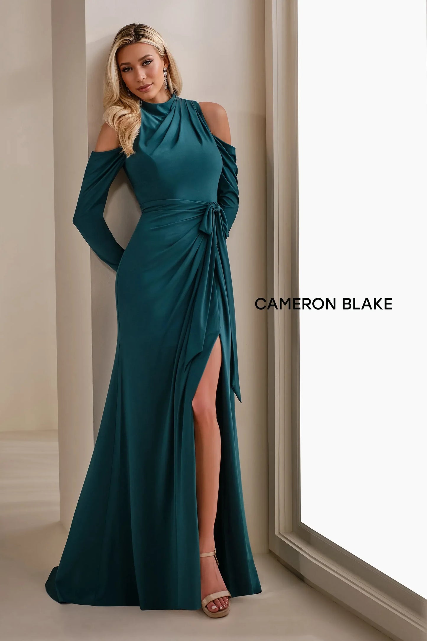 Cameron Blake CB912 Long Formal Slit Evening Dress