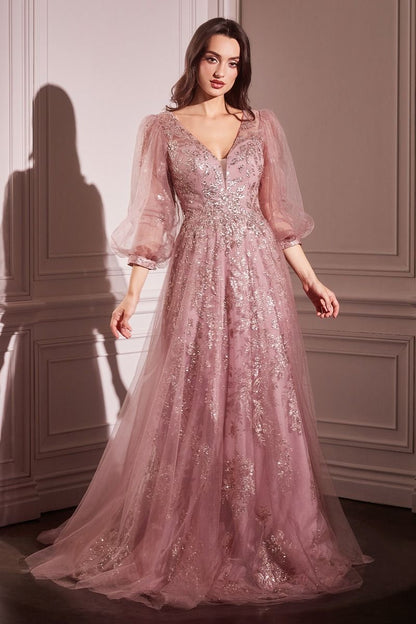LaDivine CD0102 Modest Long Formal A Line Mother of the Bride Dress