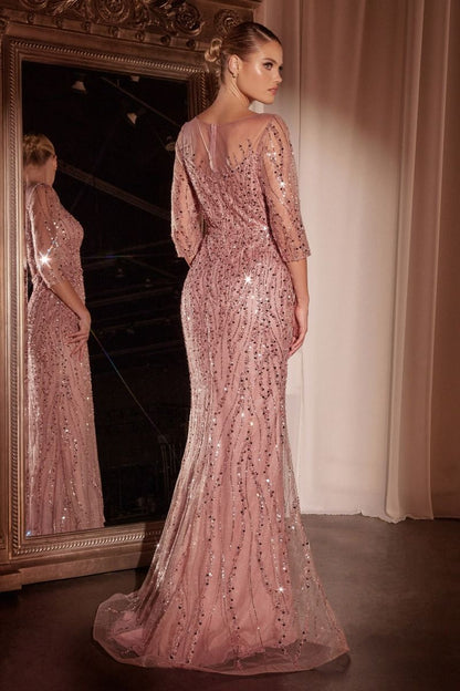 LaDivine CD0105 Long Mother of the Bride Sequin Formal Dress