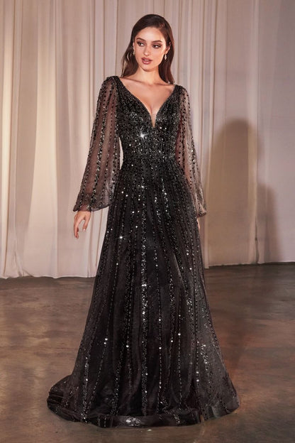LaDivine CD0240 Long Formal Beaded Mother of the Bride Dress