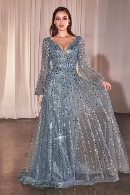 LaDivine CD0240 Long Formal Beaded Mother of the Bride Dress