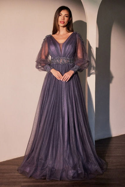 LaDivine CD0938 Long A Line Layered Mother of the Bride Dress