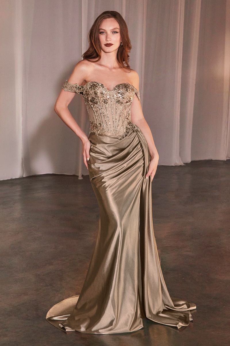LaDivine CD803 Fitted Sequin Long Prom Evening Dress