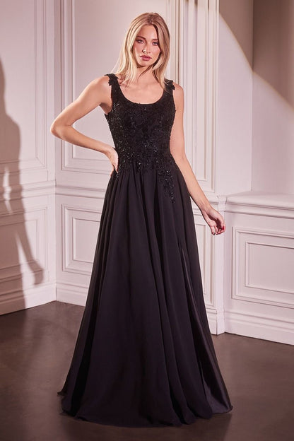 Long A Line Formal Removable Cape Dress by LaDivine S503
