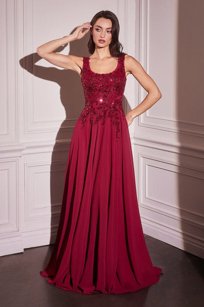 Long A Line Formal Removable Cape Dress by LaDivine S503