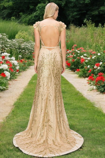 Long Formal Glitter Applique Prom Dress by Cinderella Couture 8057J