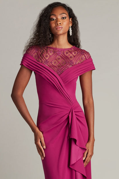 Tadashi Shoji CHR25375LB Long Formal Ruffle Mother of the Bride Dress